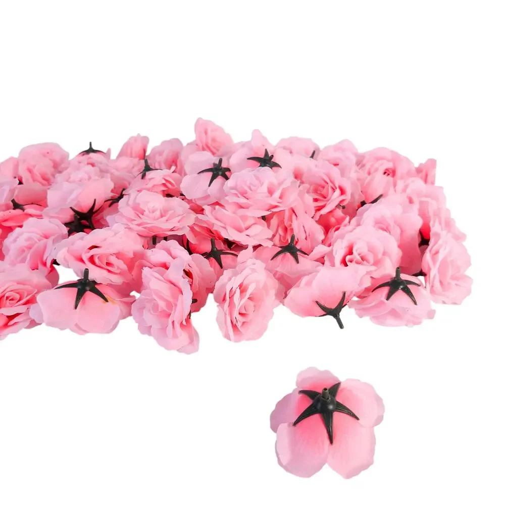82 Light Pink Silk Rose Heads 2.5in Artificial Flowers Wedding Craft Decor